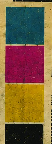 Cyan, magenta, yellow and black ink swatches