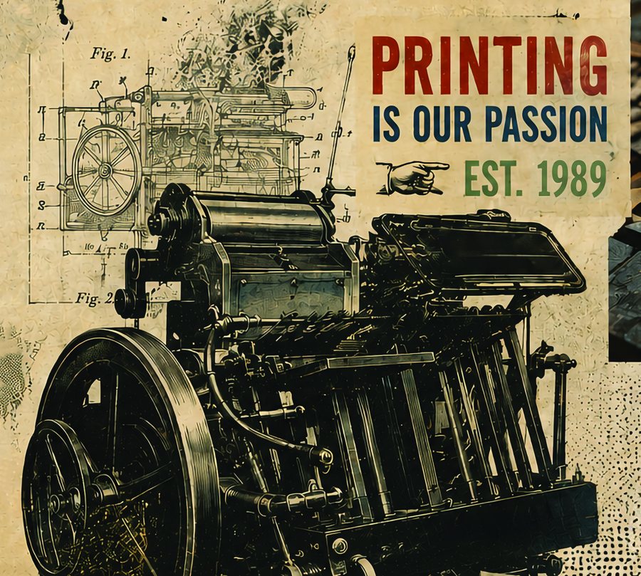 Vintage letterpress from the Marathon Printing display artwork