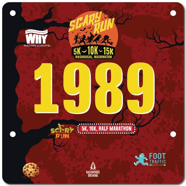 Scary Run race bib printed by Marathon Printing